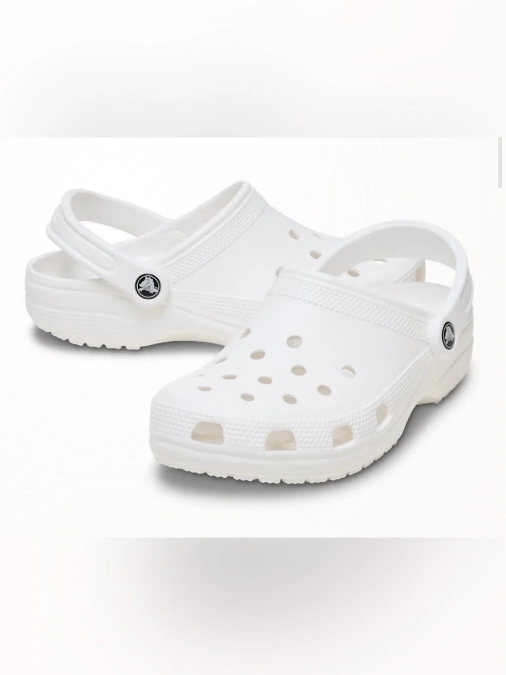 Crocs Classic Clog White Unisex Shoes with Heart Flower Rocket Jibbitz sz M7 W9